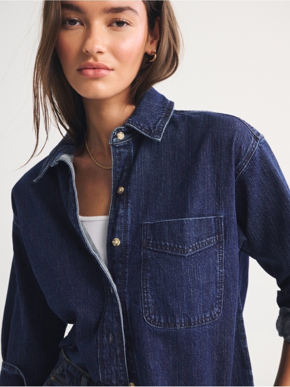 Oversized Linen-Blend Denim Shirt - Picture 3 of 8